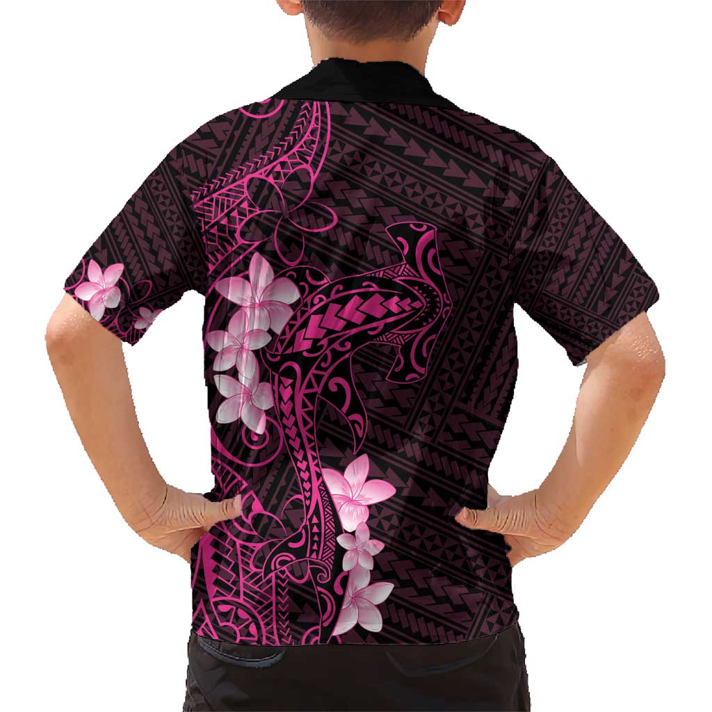 Pink Hawaii Kid Hawaiian Shirt Hammerhead Shark Tattoo Curve Polynesian - Polynesian Pride