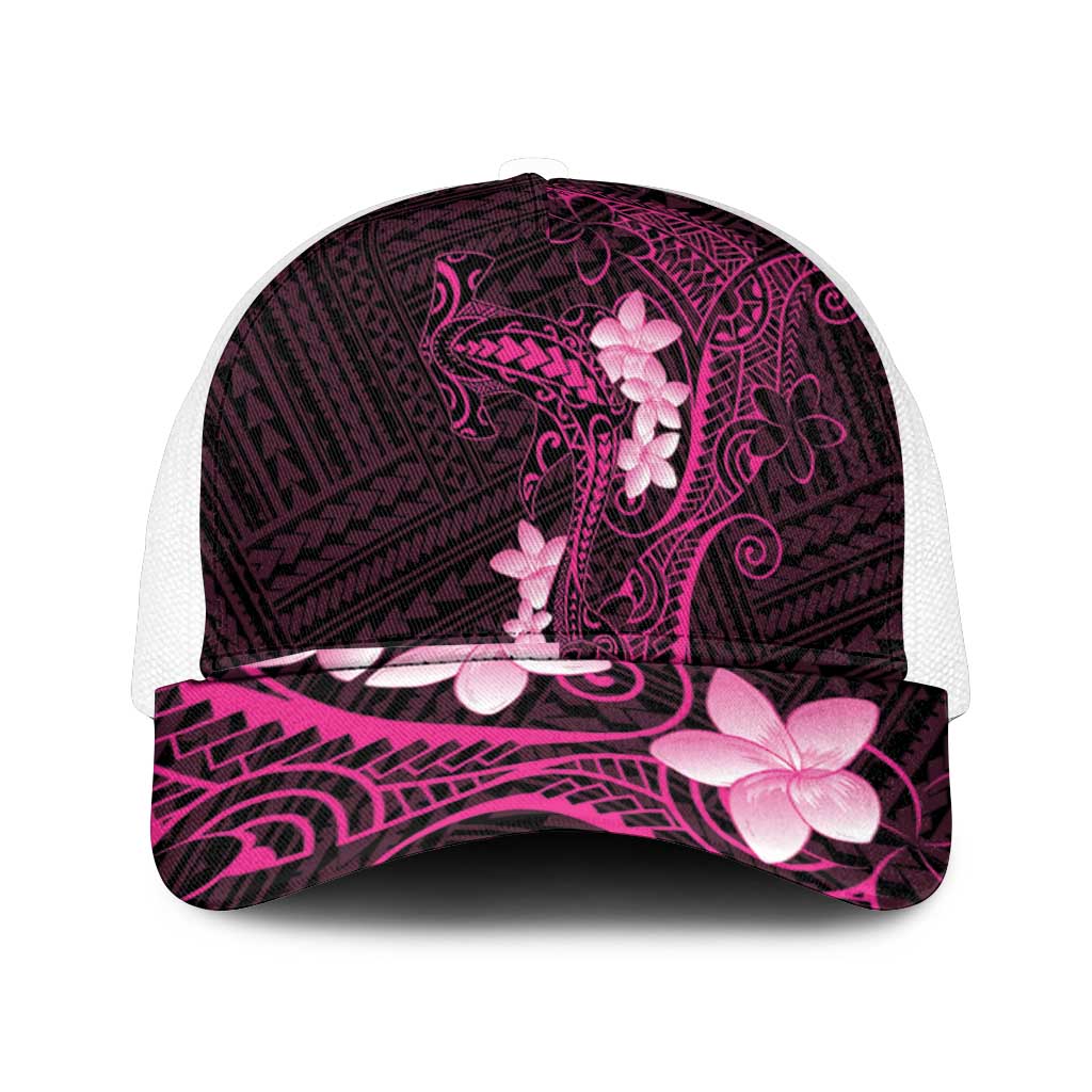 Pink Hawaii Mesh Trucker Cap Hammerhead Shark Tattoo Curve Polynesian - Polynesian Pride