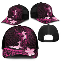 Pink Hawaii Mesh Trucker Cap Hammerhead Shark Tattoo Curve Polynesian - Polynesian Pride
