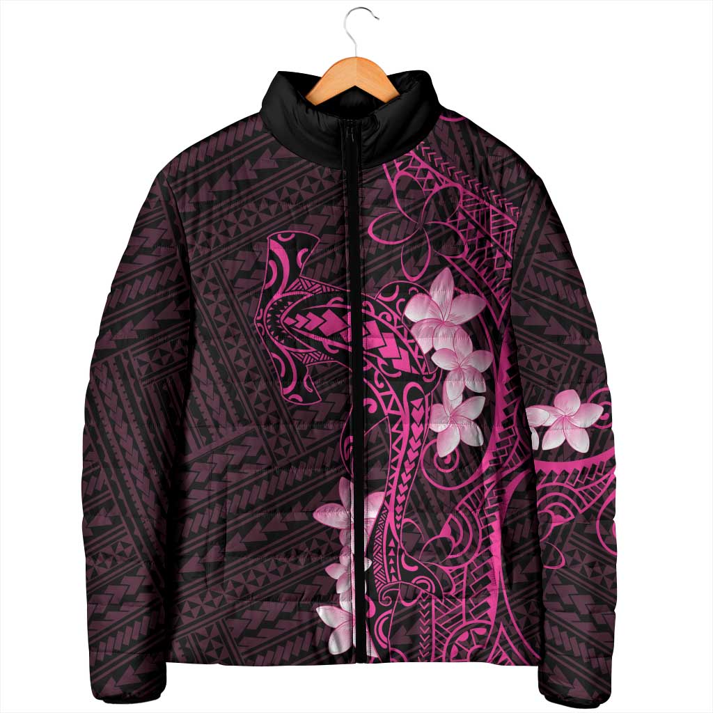 Pink Hawaii Padded Jacket Hammerhead Shark Tattoo Curve Polynesian - Polynesian Pride