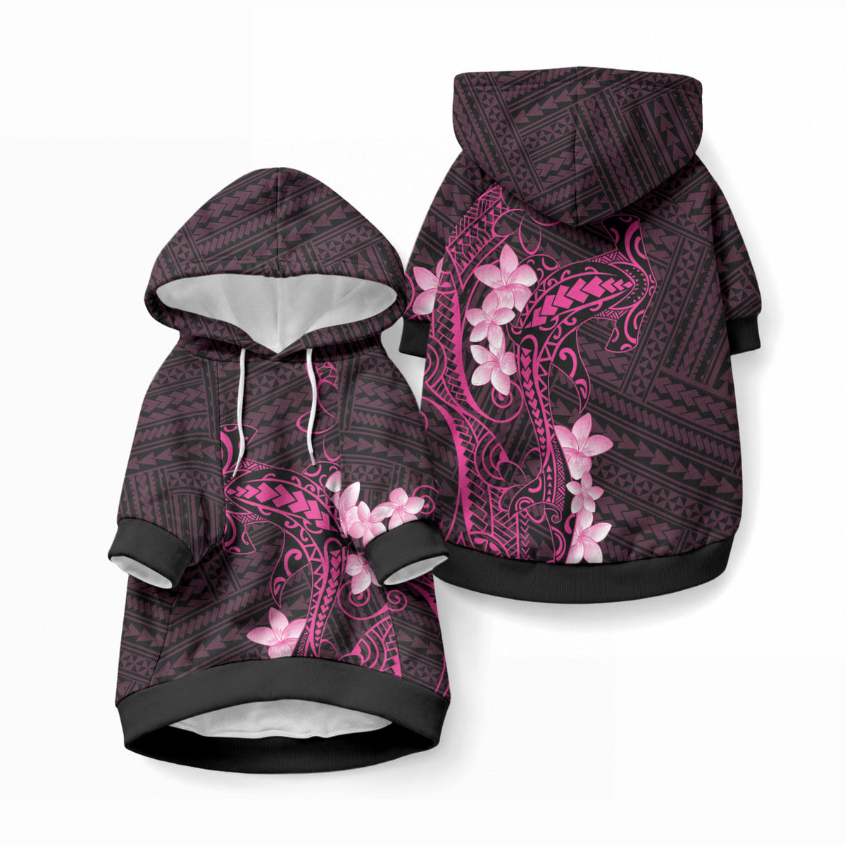 Pink Hawaii Pet Hoodie Hammerhead Shark Tattoo Curve Polynesian LT14 Pullover Pink - Polynesian Pride