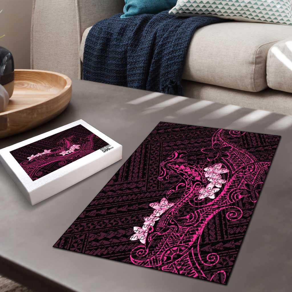 Pink Hawaii Puzzle Hammerhead Shark Tattoo Curve Polynesian - Polynesian Pride