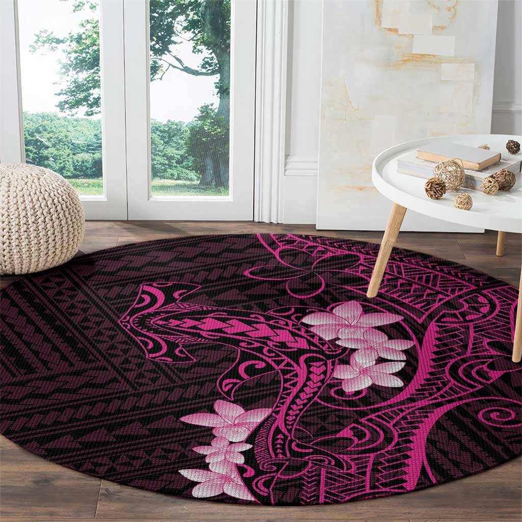 Pink Hawaii Round Carpet Hammerhead Shark Tattoo Curve Polynesian - Polynesian Pride