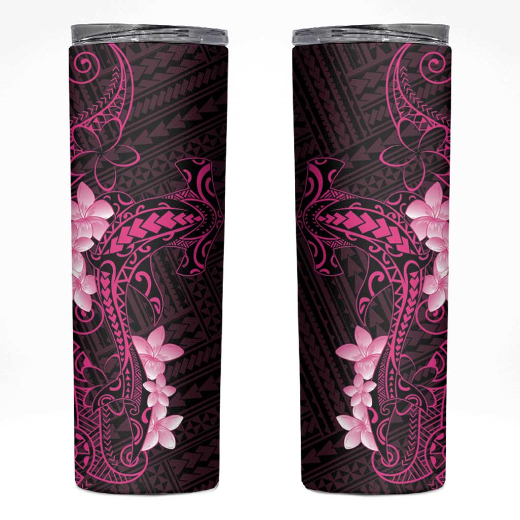 Pink Hawaii Skinny Tumbler Hammerhead Shark Tattoo Curve Polynesian - Polynesian Pride