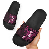 Pink Hawaii Slide Sandals Hammerhead Shark Tattoo Curve Polynesian - Polynesian Pride