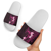 Pink Hawaii Slide Sandals Hammerhead Shark Tattoo Curve Polynesian - Polynesian Pride
