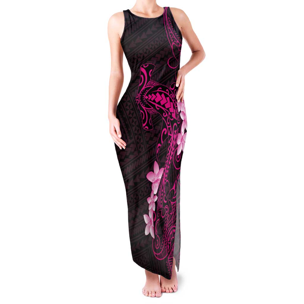 Pink Hawaii Tank Maxi Dress Hammerhead Shark Tattoo Curve Polynesian - Polynesian Pride