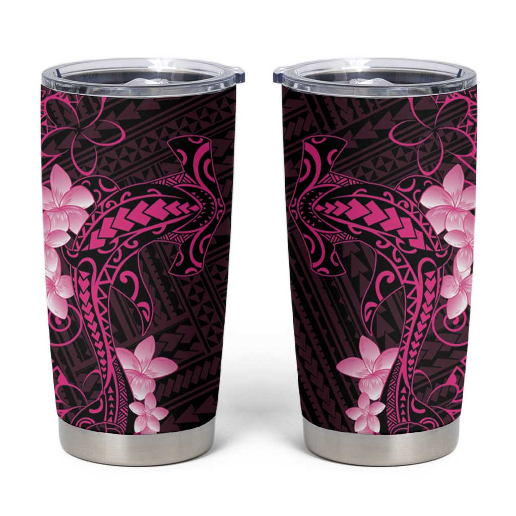 Pink Hawaii Tumbler Cup Hammerhead Shark Tattoo Curve Polynesian - Polynesian Pride