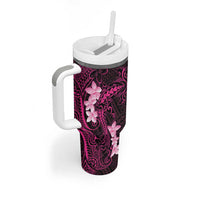 Pink Hawaii Tumbler With Handle Hammerhead Shark Tattoo Curve Polynesian - Polynesian Pride