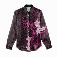 Pink Hawaii Women Casual Shirt Hammerhead Shark Tattoo Curve Polynesian - Polynesian Pride