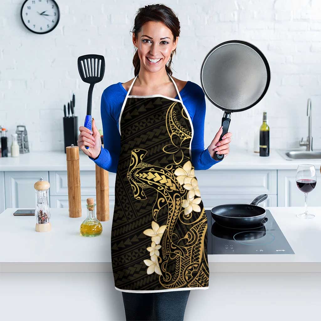 Black and Gold Hawaii Apron Hammerhead Shark Tattoo Curve Polynesian - Polynesian Pride