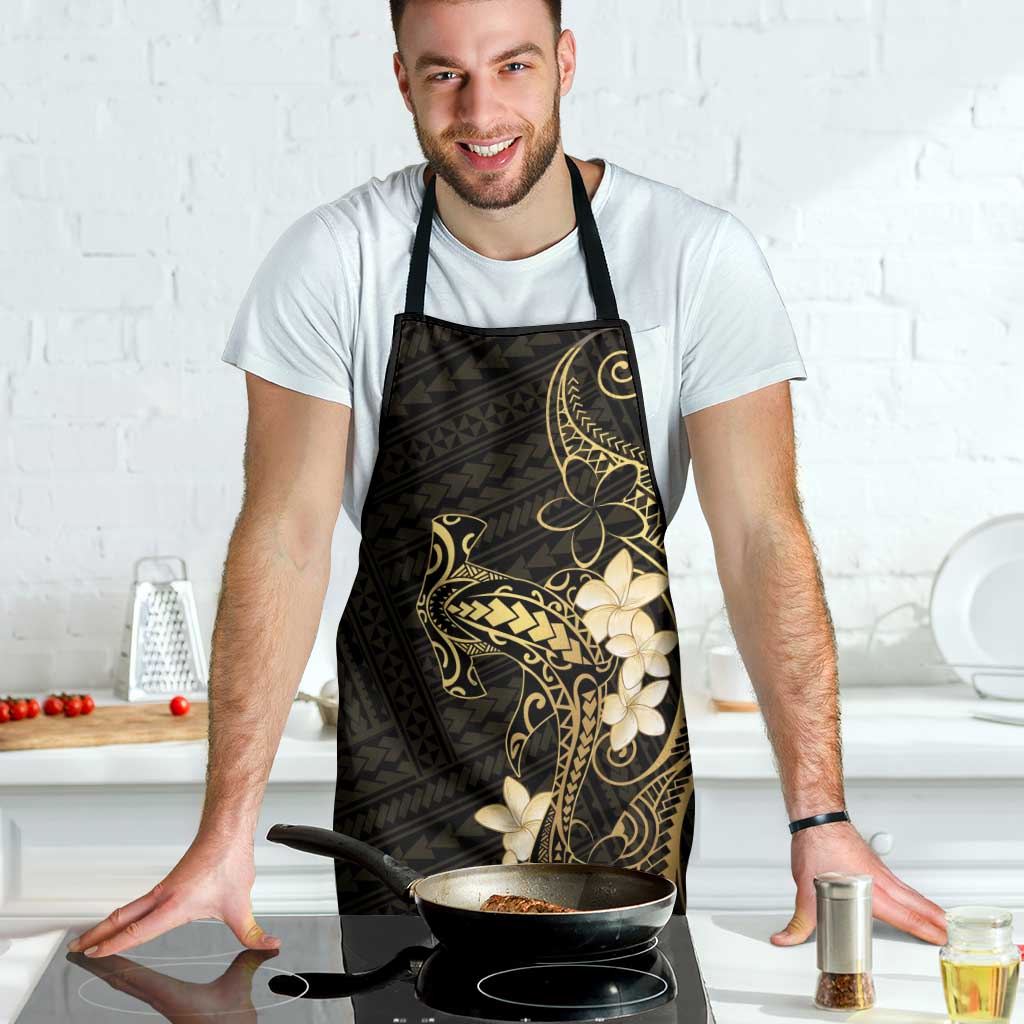 Black and Gold Hawaii Apron Hammerhead Shark Tattoo Curve Polynesian - Polynesian Pride