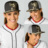 Black and Gold Hawaii Baseball Net Cap Hammerhead Shark Tattoo Curve Polynesian - Polynesian Pride
