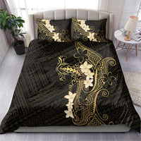 Black and Gold Hawaii Bedding Set Hammerhead Shark Tattoo Curve Polynesian - Polynesian Pride
