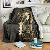 Black and Gold Hawaii Blanket Hammerhead Shark Tattoo Curve Polynesian - Polynesian Pride