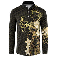 Black and Gold Hawaii Button Sweatshirt Hammerhead Shark Tattoo Curve Polynesian - Polynesian Pride