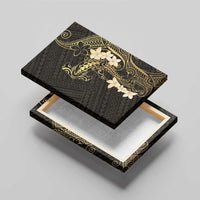 Black and Gold Hawaii Canvas Wall Art Hammerhead Shark Tattoo Curve Polynesian - Polynesian Pride