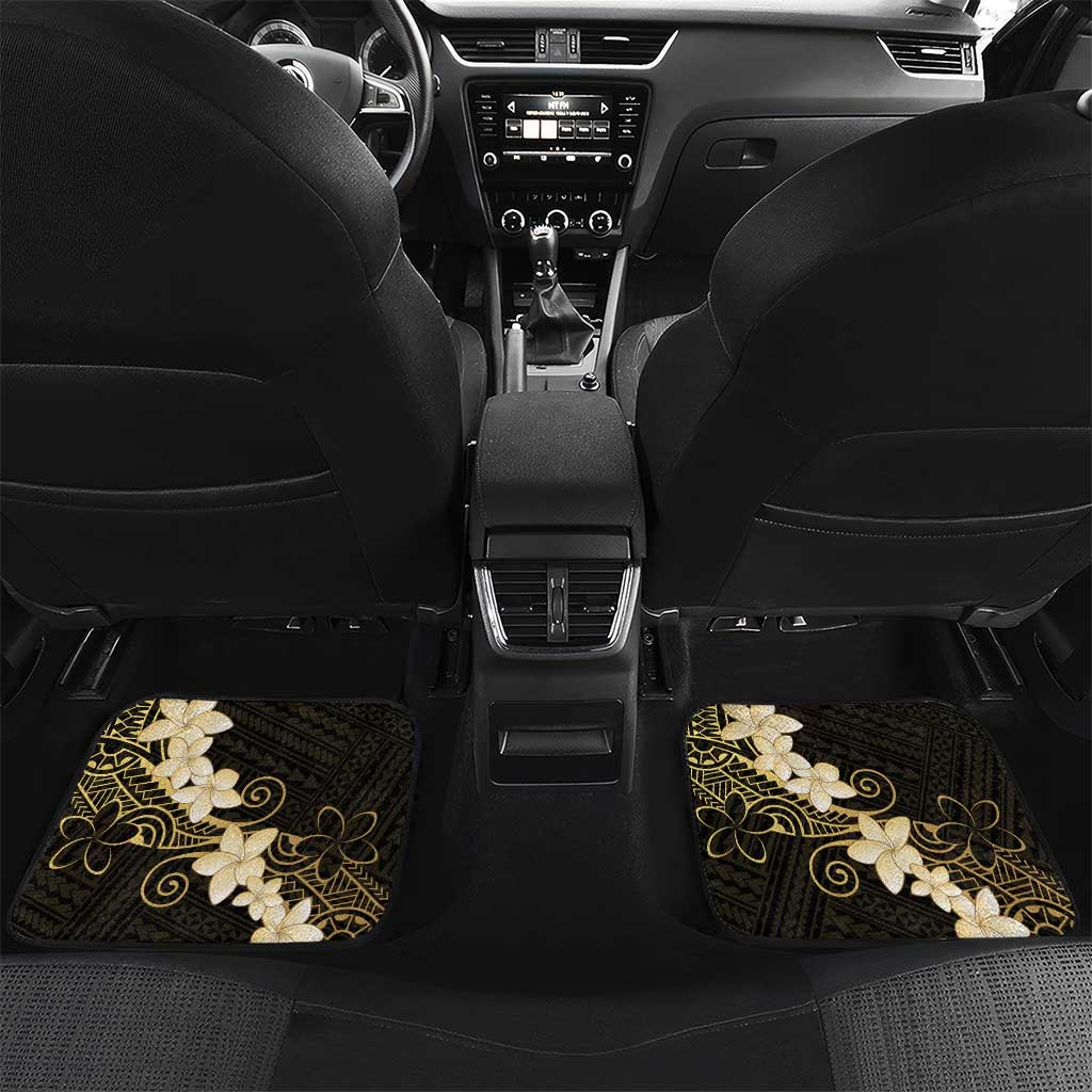 Black and Gold Hawaii Car Mats Hammerhead Shark Tattoo Curve Polynesian - Polynesian Pride