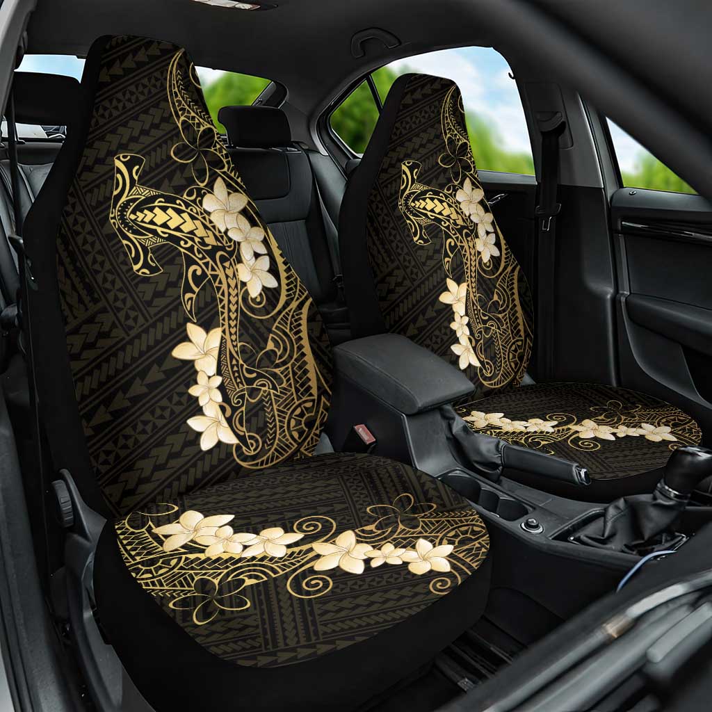 Black and Gold Hawaii Car Seat Cover Hammerhead Shark Tattoo Curve Polynesian - Polynesian Pride