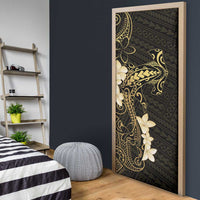 Black and Gold Hawaii Door Cover Hammerhead Shark Tattoo Curve Polynesian - Polynesian Pride