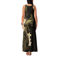 Black and Gold Hawaii Family Matching Tank Maxi Dress and Hawaiian Shirt Hammerhead Shark Tattoo Curve Polynesian - Polynesian Pride