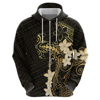 Black and Gold Hawaii Hoodie Hammerhead Shark Tattoo Curve Polynesian - Polynesian Pride