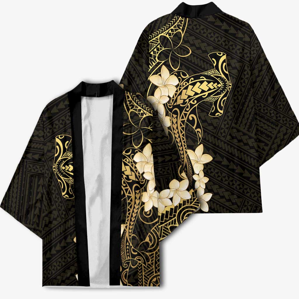 Black and Gold Hawaii Kimono Hammerhead Shark Tattoo Curve Polynesian - Polynesian Pride