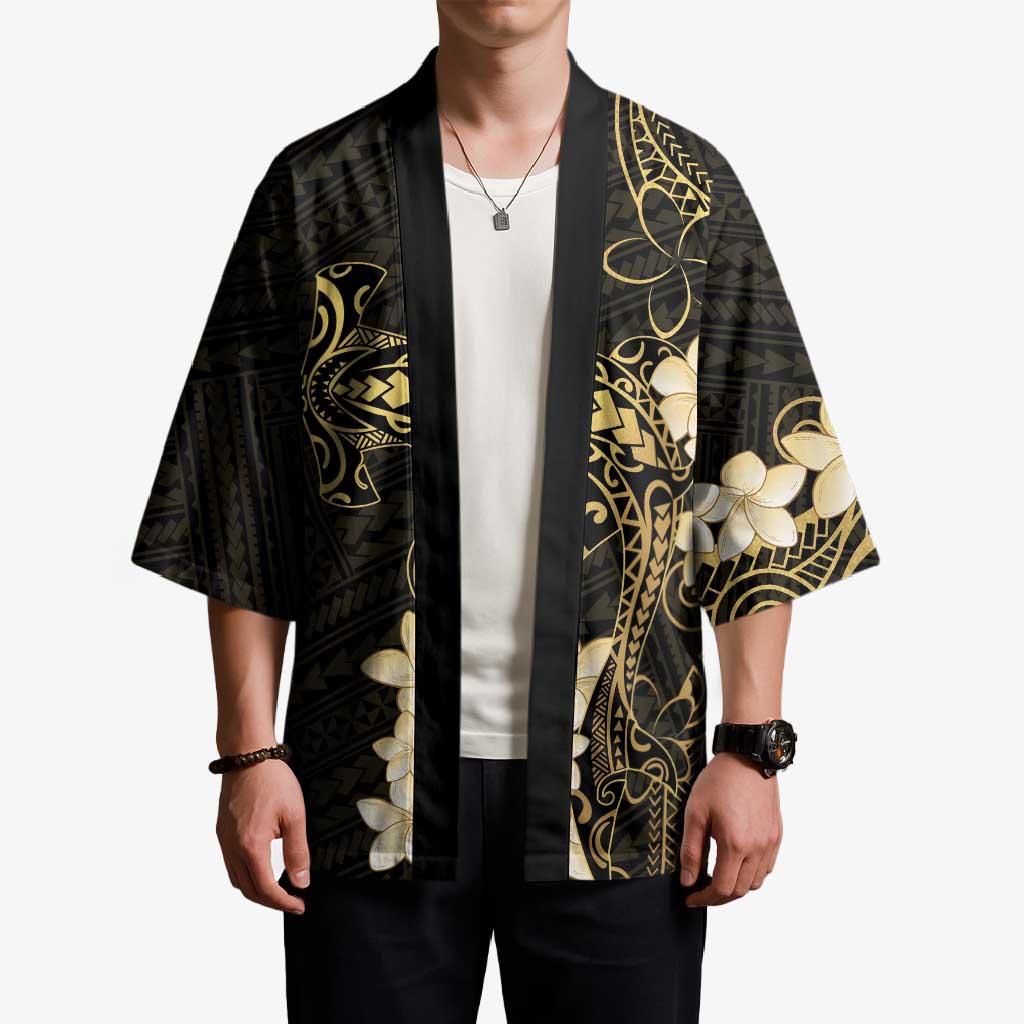 Black and Gold Hawaii Kimono Hammerhead Shark Tattoo Curve Polynesian - Polynesian Pride