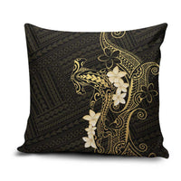 Black and Gold Hawaii Pillow Cover Hammerhead Shark Tattoo Curve Polynesian - Polynesian Pride