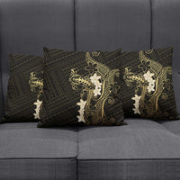 Black and Gold Hawaii Pillow Cover Hammerhead Shark Tattoo Curve Polynesian - Polynesian Pride
