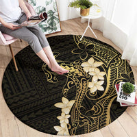 Black and Gold Hawaii Round Carpet Hammerhead Shark Tattoo Curve Polynesian - Polynesian Pride