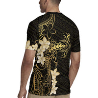 Black and Gold Hawaii Rugby Jersey Hammerhead Shark Tattoo Curve Polynesian - Polynesian Pride