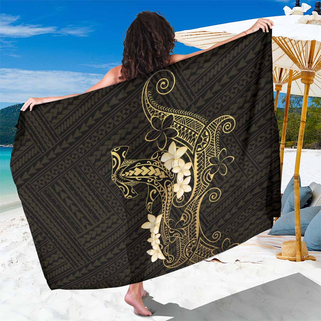 Black and Gold Hawaii Sarong Hammerhead Shark Tattoo Curve Polynesian - Polynesian Pride