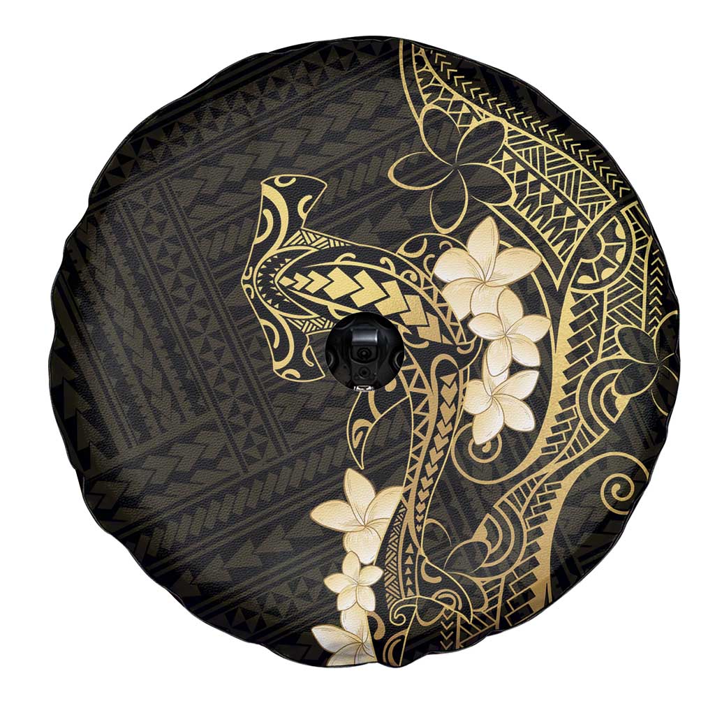 Black and Gold Hawaii Spare Tire Cover Hammerhead Shark Tattoo Curve Polynesian - Polynesian Pride