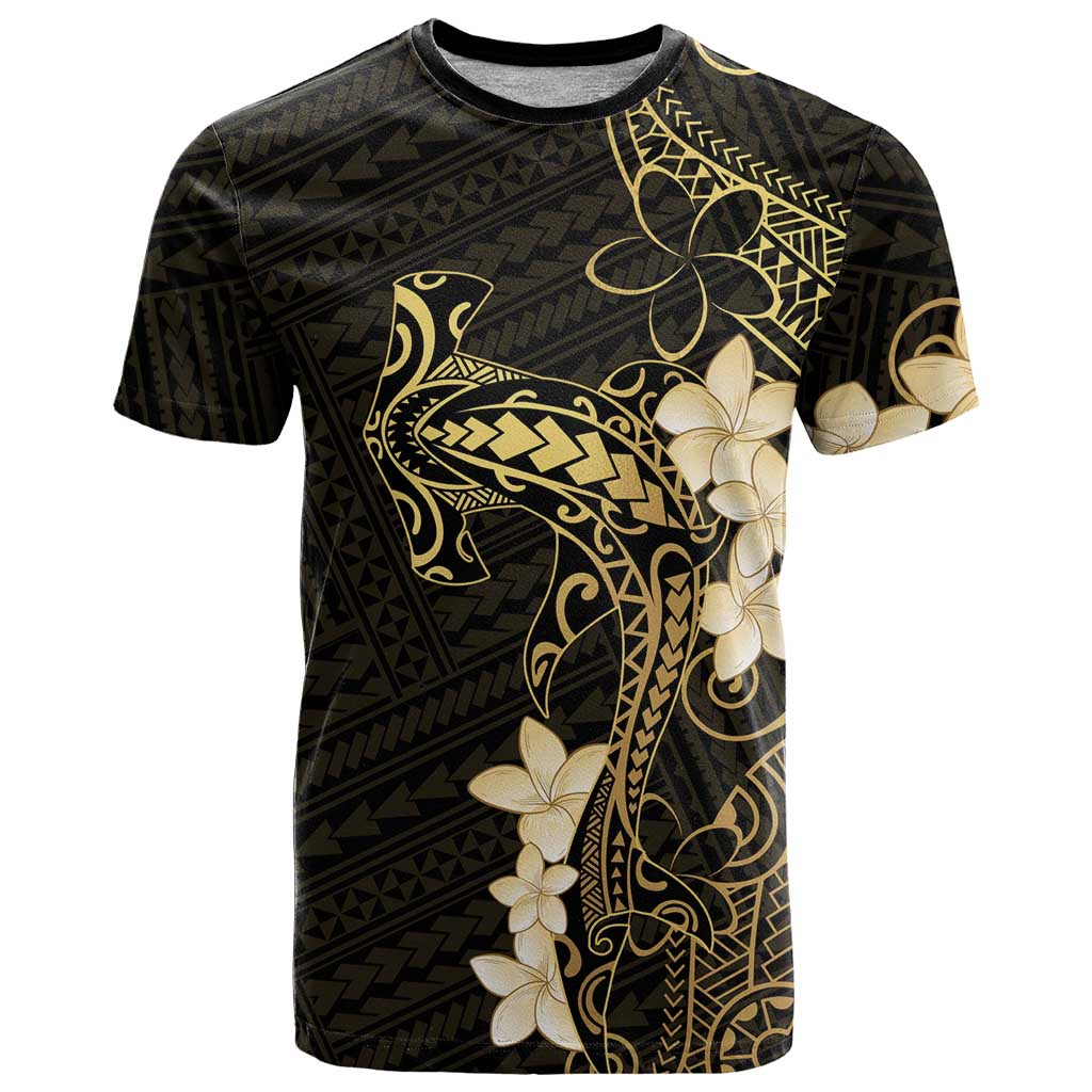 Black and Gold Hawaii T Shirt Hammerhead Shark Tattoo Curve Polynesian - Polynesian Pride