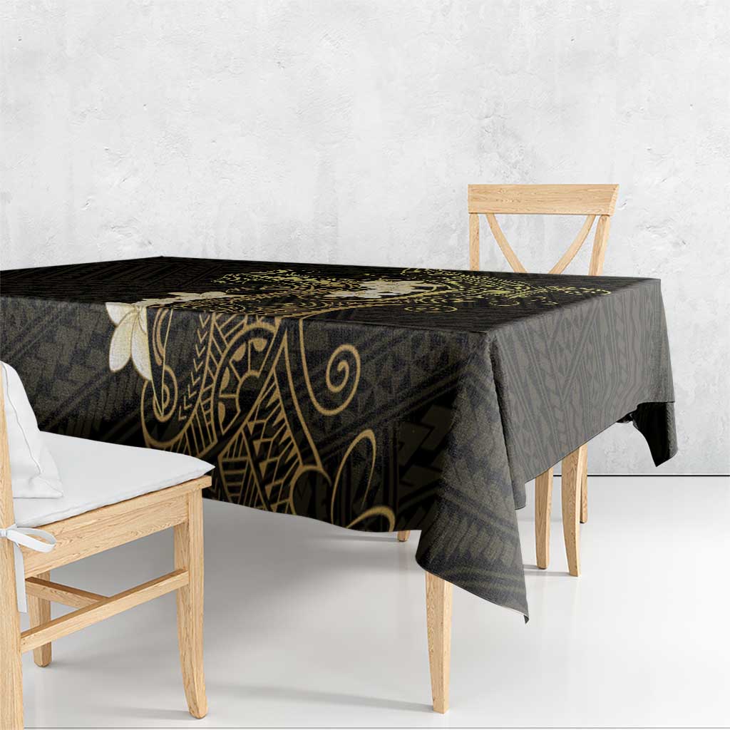 Black and Gold Hawaii Tablecloth Hammerhead Shark Tattoo Curve Polynesian - Polynesian Pride