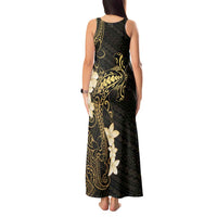 Black and Gold Hawaii Tank Maxi Dress Hammerhead Shark Tattoo Curve Polynesian - Polynesian Pride