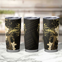 Black and Gold Hawaii Tumbler Cup Hammerhead Shark Tattoo Curve Polynesian - Polynesian Pride