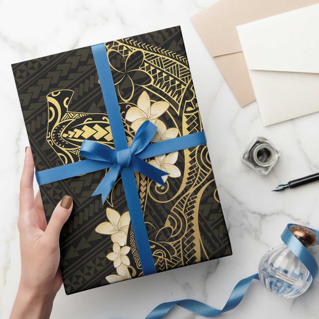 Black and Gold Hawaii Wrapping Paper Hammerhead Shark Tattoo Curve Polynesian - Polynesian Pride