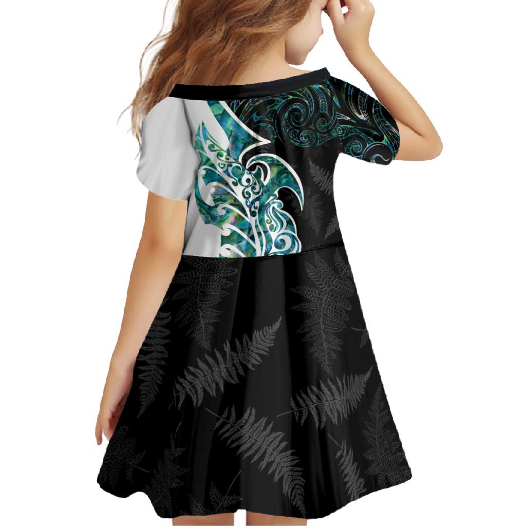 Proud Aotearoa Family Matching Mermaid Dress and Hawaiian Shirt Maori Silver Fern Mix Paua Shell Pattern LT14 - Polynesian Pride