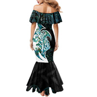 Proud Aotearoa Family Matching Mermaid Dress and Hawaiian Shirt Maori Silver Fern Mix Paua Shell Pattern LT14 - Polynesian Pride