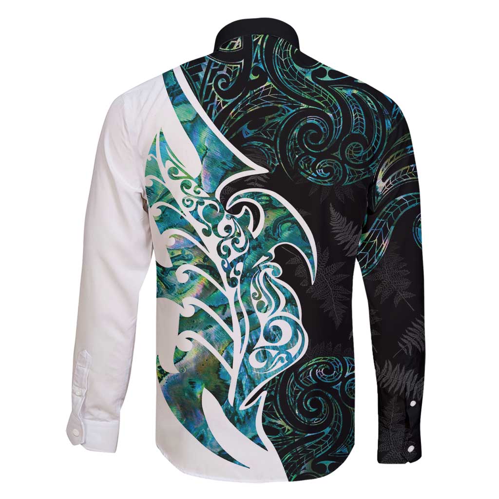 Proud Aotearoa Family Matching Tank Maxi Dress and Hawaiian Shirt Maori Silver Fern Mix Paua Shell Pattern LT14 - Polynesian Pride