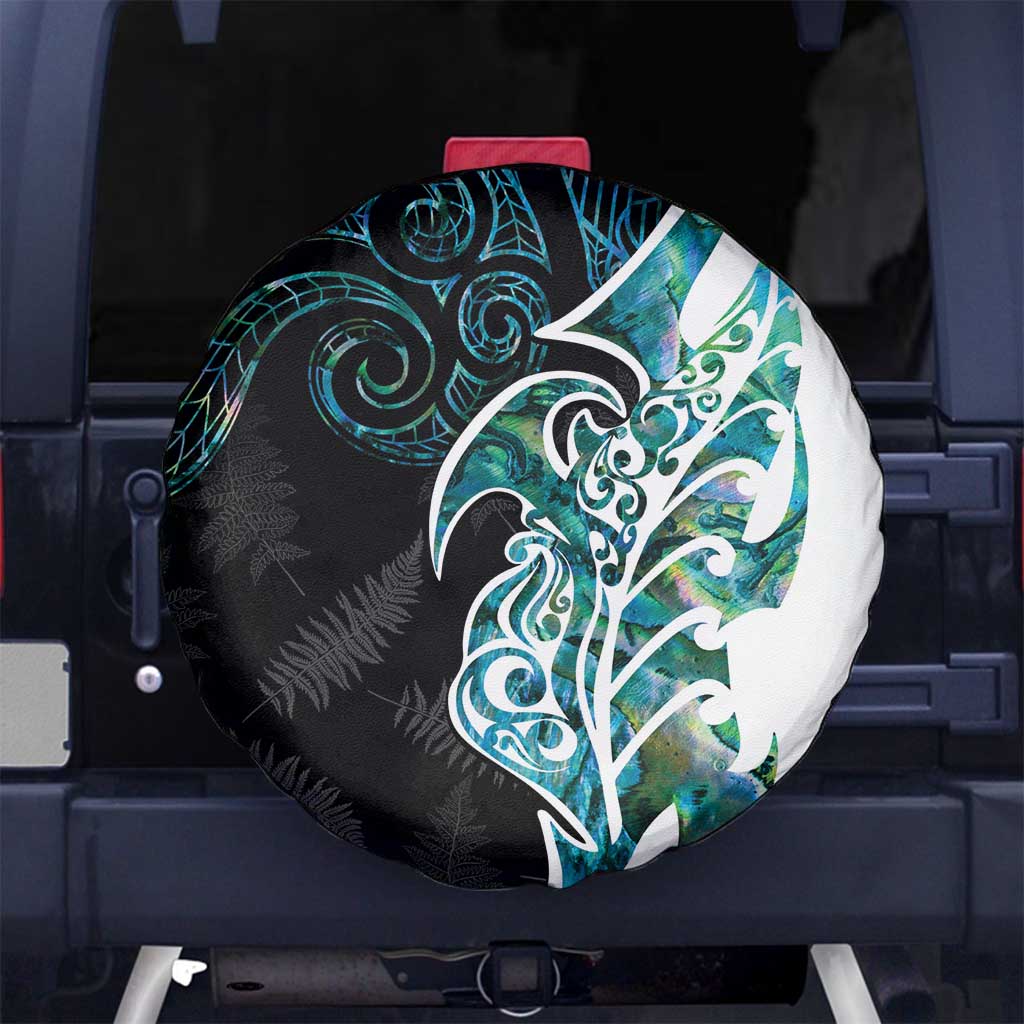 Proud Aotearoa Spare Tire Cover Maori Silver Fern Mix Paua Shell Pattern