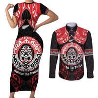 Aotearoa Toitu Te Tiriti Couples Matching Short Sleeve Bodycon Dress and Long Sleeve Button Shirt Haka Tiki Honour The Treaty