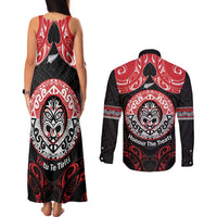 Aotearoa Toitu Te Tiriti Couples Matching Tank Maxi Dress and Long Sleeve Button Shirt Haka Tiki Honour The Treaty