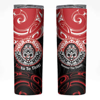 Aotearoa Toitu Te Tiriti Skinny Tumbler Haka Tiki Honour The Treaty LT14 Black - Polynesian Pride