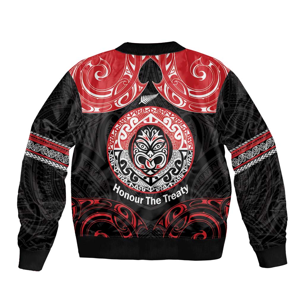 Aotearoa Toitu Te Tiriti Sleeve Zip Bomber Jacket Haka Tiki Honour The Treaty LT14 - Polynesian Pride