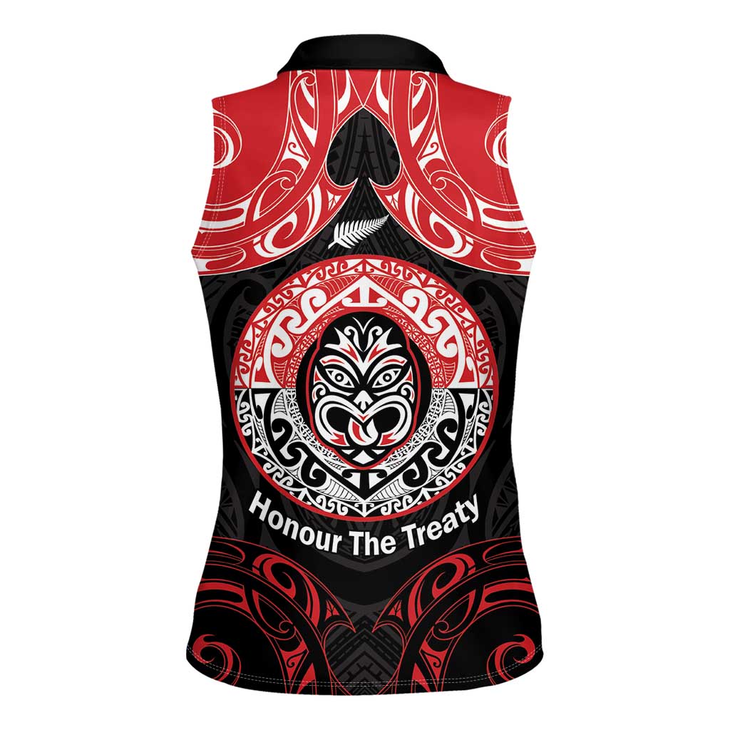 Aotearoa Toitu Te Tiriti Women Sleeveless Polo Shirt Haka Tiki Honour The Treaty LT14 - Polynesian Pride