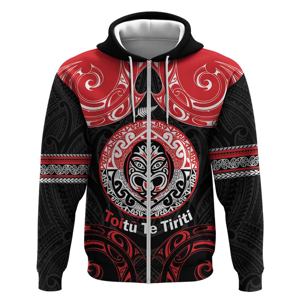 Aotearoa Toitu Te Tiriti Zip Hoodie Haka Tiki Honour The Treaty