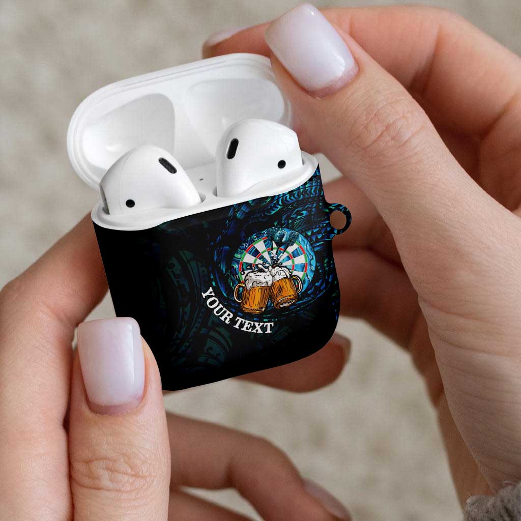 Personalized New Zealand Darts Beer AirPods Case Paua Shell Aotearoa Maori Tattoo - Polynesian Pride